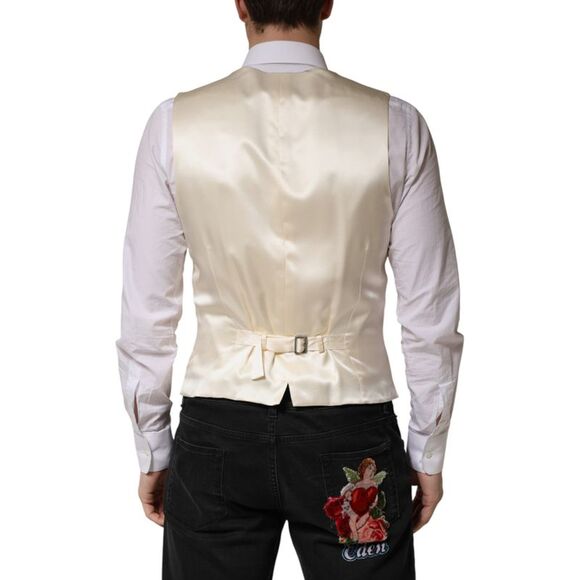 Dolce & Gabbana Beige Stripes Wool Dress Men Waistcoat Men's Vest